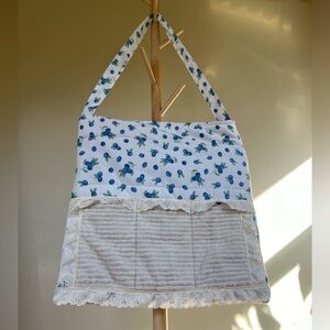 Handmade coquette quilted blueberry tote bag